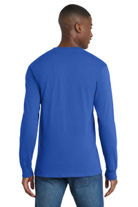 Port & Co Long Sleeve Essential Pocket Tee - Royal Back