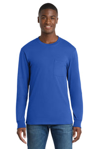 Port & Co Tall Long Sleeve Essential Pocket Tee - Royal