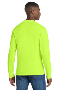 Port & Co Long Sleeve Essential Pocket Tee - S. Green Back