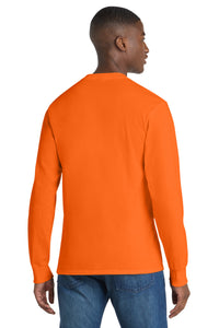 Port & Co Long Sleeve Essential Pocket Tee - S. Orange Back