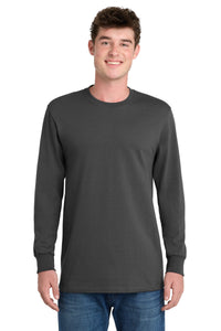 Port & Co Tall Long Sleeve Essential Tee - Charcoal