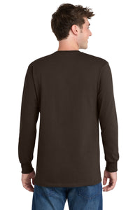 Port & Co Tall Long Sleeve Essential Tee - Dark Chocolate Brown Back