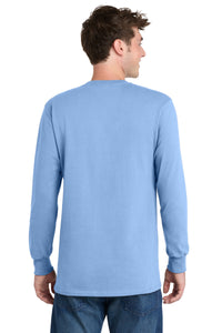 Port & Co Tall Long Sleeve Essential Tee - Light Blue Back
