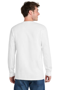 Port & Co Tall Long Sleeve Essential Tee - White Back