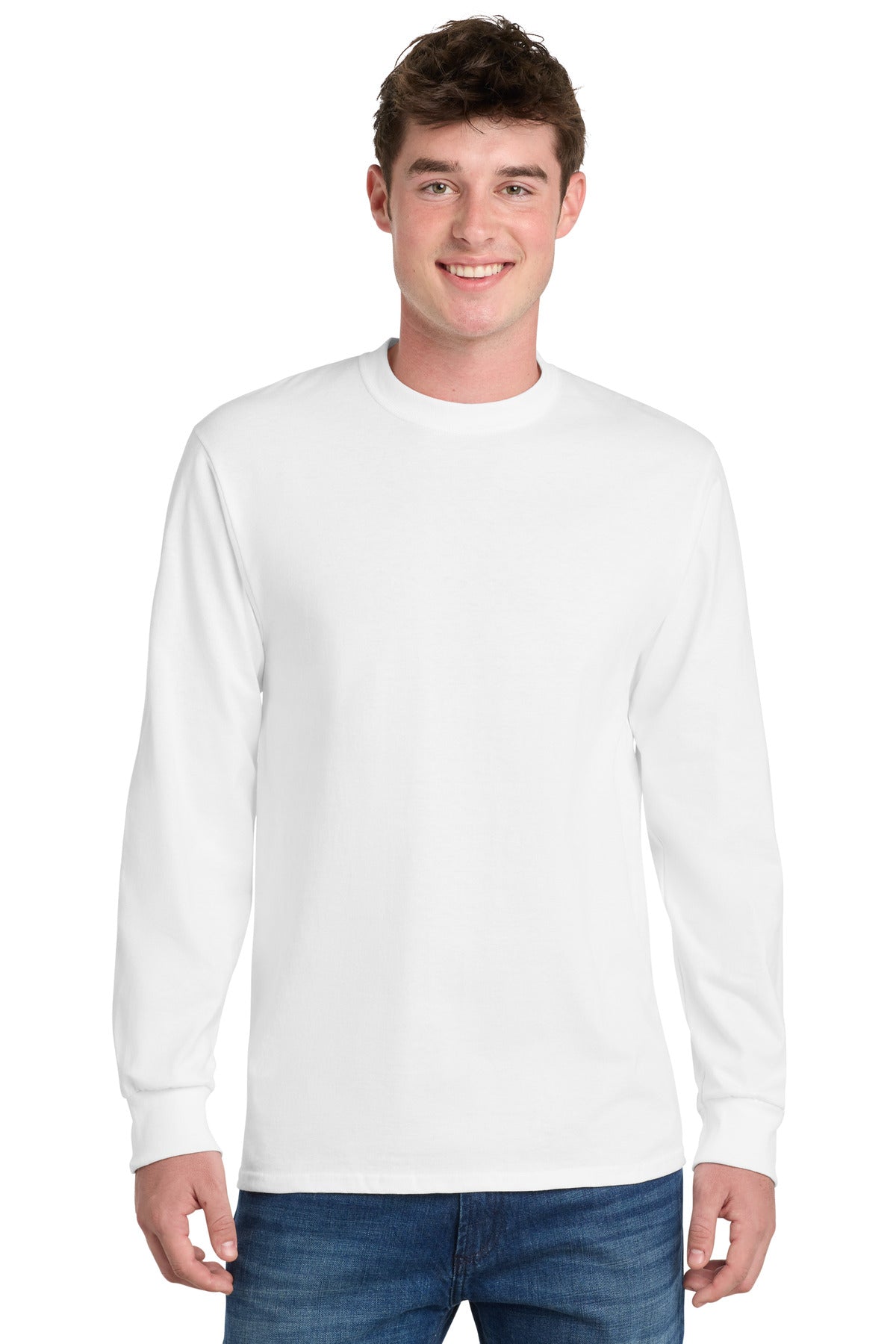 Port & Co Tall Long Sleeve Essential Tee - White