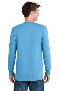 Port & Co Long Sleeve Essential Tee - Aquatic Blue Back