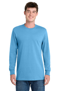Port & Co Long Sleeve Essential Tee - Aquatic Blue