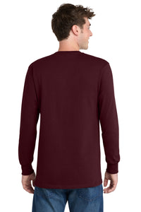 Port & Co Long Sleeve Essential Tee - Athletic Maroon Back