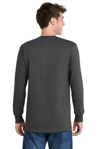 Port & Co Long Sleeve Essential Tee - Charcoal Back