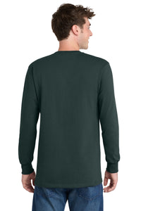 Port & Co Long Sleeve Essential Tee - Dark Green Back