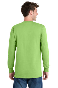 Port & Co Long Sleeve Essential Tee - Lime Back