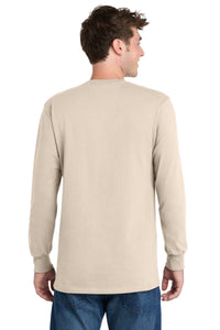 Port & Co Long Sleeve Essential Tee - Natural Back