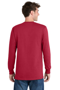 Port & Co Long Sleeve Essential Tee - Red Back