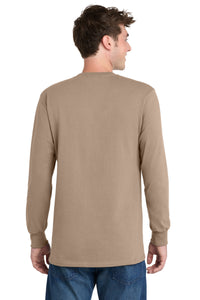 Port & Co Long Sleeve Essential Tee - Sand Back