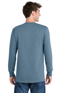 Port & Co Long Sleeve Essential Tee - Stonewashed Blue Back