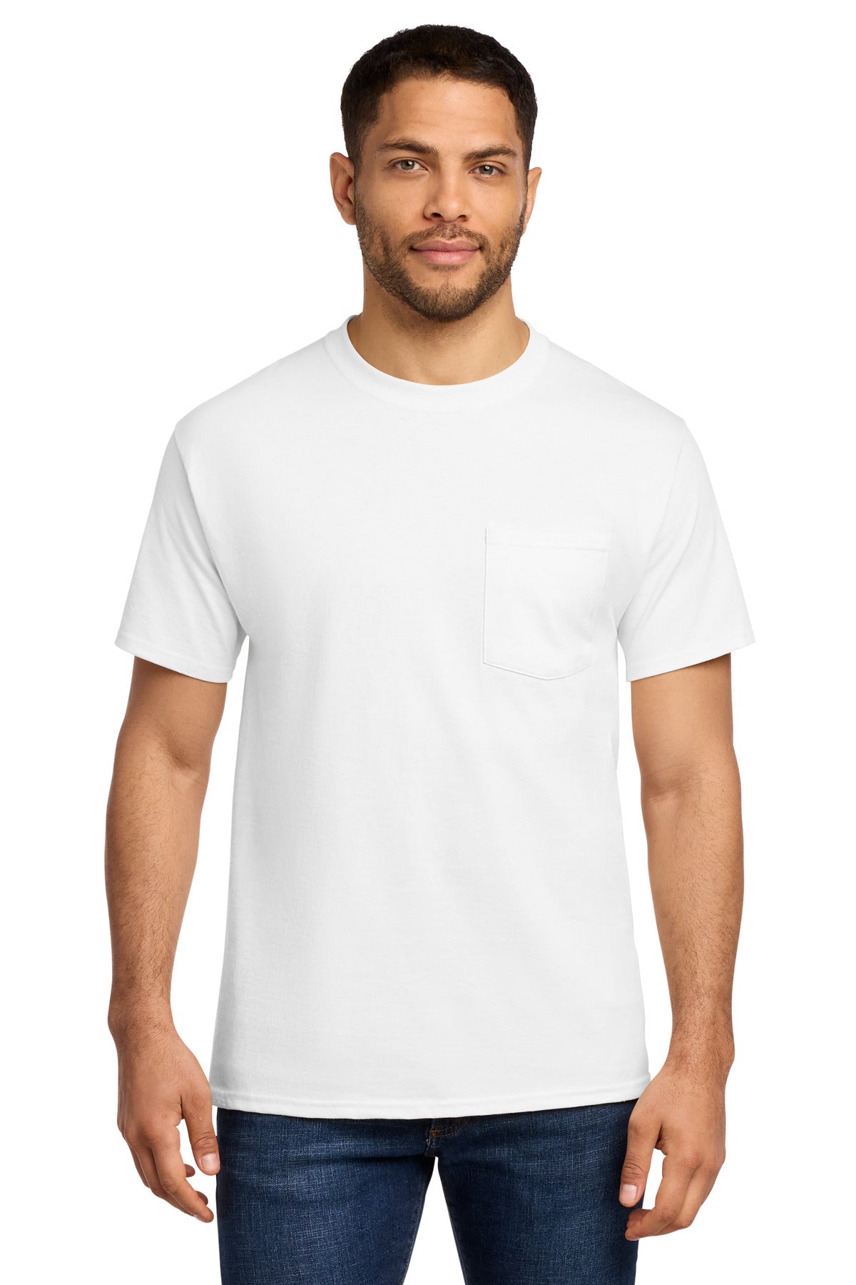 Port & Co Tall Essential Pocket Tee - White