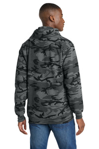 Port & Co Core Fleece Camo Pullover Hooded Sweatshirt - Black Heather Camo Back