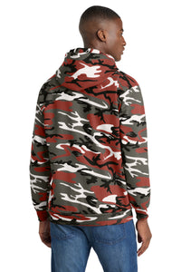 Port & Co Core Fleece Camo Pullover Hooded Sweatshirt - Red Camo Back