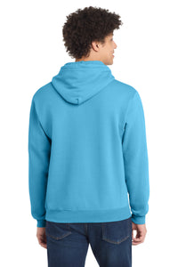 Port & Co Core Fleece Pullover Hooded Sweatshirt - Aquatic Blue Back