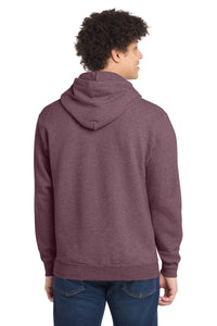 Port & Co Core Fleece Pullover Hooded Sweatshirt - Heather Athletic Maroon Back