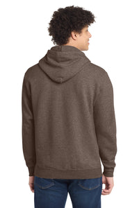 Port & Co Core Fleece Pullover Hooded Sweatshirt - Heather Dark Chocolate Brown Back