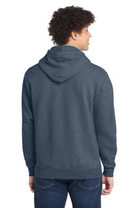 Port & Co Core Fleece Pullover Hooded Sweatshirt - Heather Navy Back