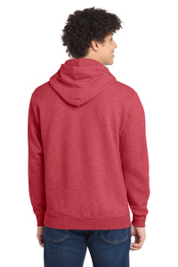 Port & Co Core Fleece Pullover Hooded Sweatshirt - Heather Red Back