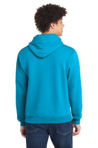 Port & Co Core Fleece Pullover Hooded Sweatshirt - Neon Blue Back