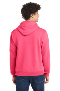 Port & Co Core Fleece Pullover Hooded Sweatshirt - Neon Pink Back