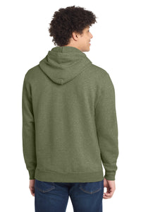 Port & Co Core Fleece Pullover Hooded Sweatshirt - Olive Drab Green Heather Back
