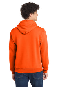 Port & Co Core Fleece Pullover Hooded Sweatshirt - S. Orange Back
