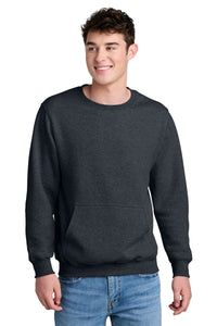 Port & Co Core Fleece Crewneck Pocket Sweatshirt PC78PKT - Dark Heather Grey