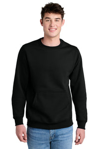 Port & Co Core Fleece Crewneck Pocket Sweatshirt PC78PKT - Jet Black
