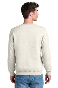 Port & Co Core Fleece Crewneck Pocket Sweatshirt PC78PKT - Oatmeal Heather Back