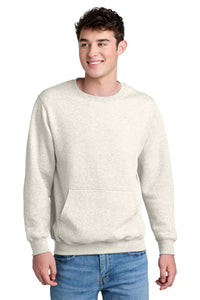 Port & Co Core Fleece Crewneck Pocket Sweatshirt PC78PKT - Oatmeal Heather