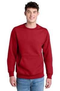 Port & Co Core Fleece Crewneck Pocket Sweatshirt PC78PKT - Red