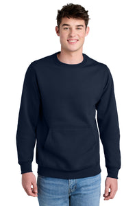 Port & Co Core Fleece Crewneck Pocket Sweatshirt PC78PKT - True Navy