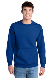 Port & Co Core Fleece Crewneck Pocket Sweatshirt PC78PKT - True Royal