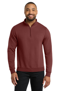 Port & Co Core Fleece 1/4-Zip Pullover Sweatshirt PC78Q - Maroon