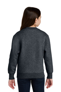 Port & Co Youth Core Fleece Crewneck Pocket Sweatshirt PC78YPKT - Dark Heather Grey Back