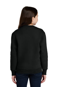 Port & Co Youth Core Fleece Crewneck Pocket Sweatshirt PC78YPKT - Jet Black Back