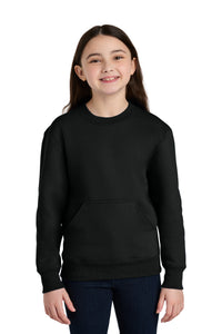 Port & Co Youth Core Fleece Crewneck Pocket Sweatshirt PC78YPKT - Jet Black