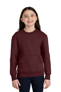 Port & Co Youth Core Fleece Crewneck Pocket Sweatshirt PC78YPKT - Maroon
