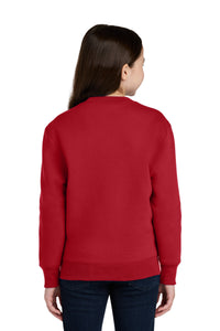 Port & Co Youth Core Fleece Crewneck Pocket Sweatshirt PC78YPKT - Red Back