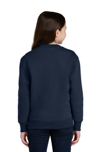 Port & Co Youth Core Fleece Crewneck Pocket Sweatshirt PC78YPKT - True Navy Back