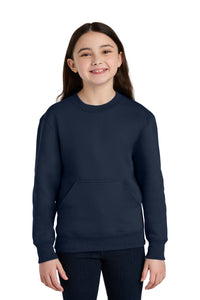 Port & Co Youth Core Fleece Crewneck Pocket Sweatshirt PC78YPKT - True Navy