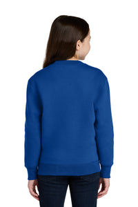 Port & Co Youth Core Fleece Crewneck Pocket Sweatshirt PC78YPKT - True Royal Back