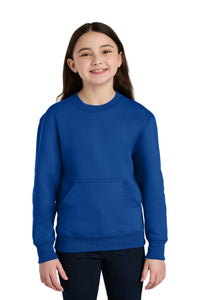 Port & Co Youth Core Fleece Crewneck Pocket Sweatshirt PC78YPKT - True Royal