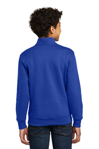 Port & Co Youth Core Fleece 1/4-Zip Pullover Sweatshirt PC78YQ - True Royal Back