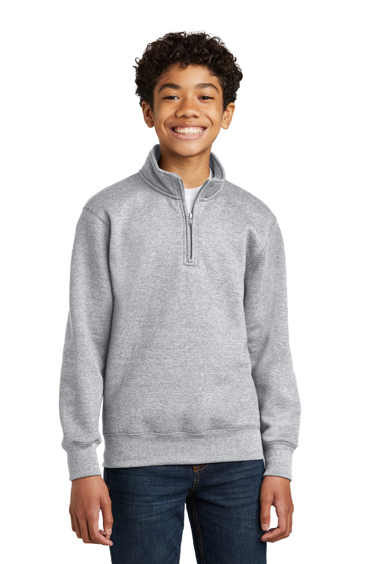 Port & Co Youth Core Fleece 1/4-Zip Pullover Sweatshirt PC78YQ - Athletic Heather